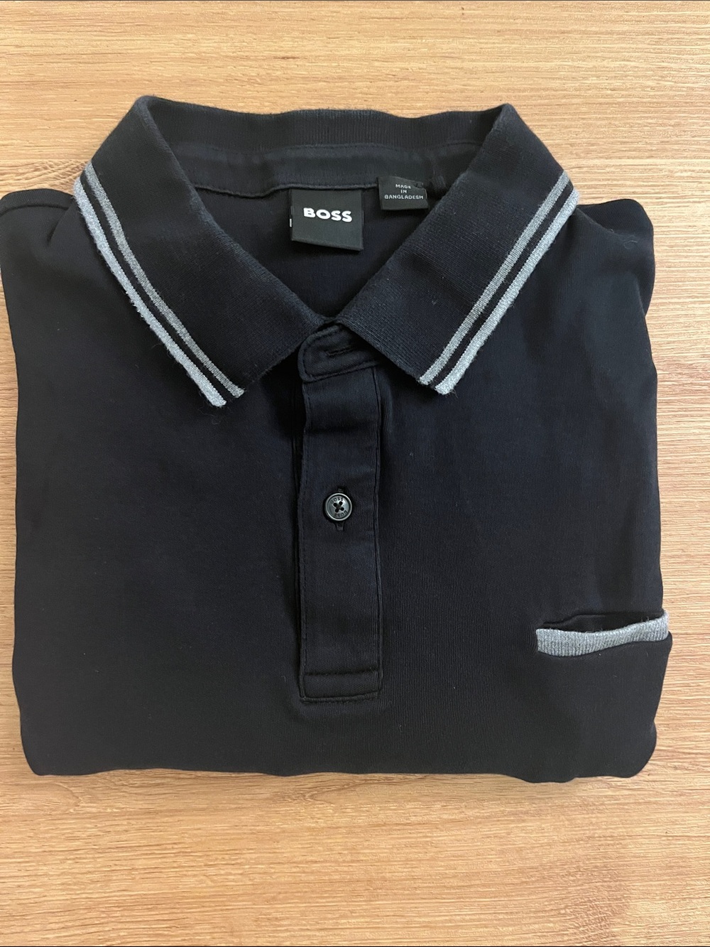 BOSS Black Polo with Gray Contrast Trim